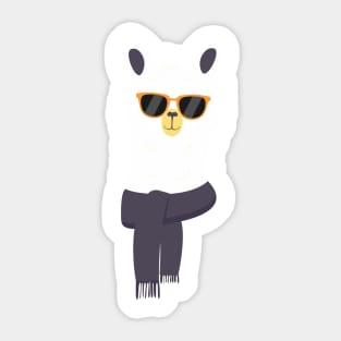 Cute Llama With Glasses - Funny Llama Art In Retro Style Sticker